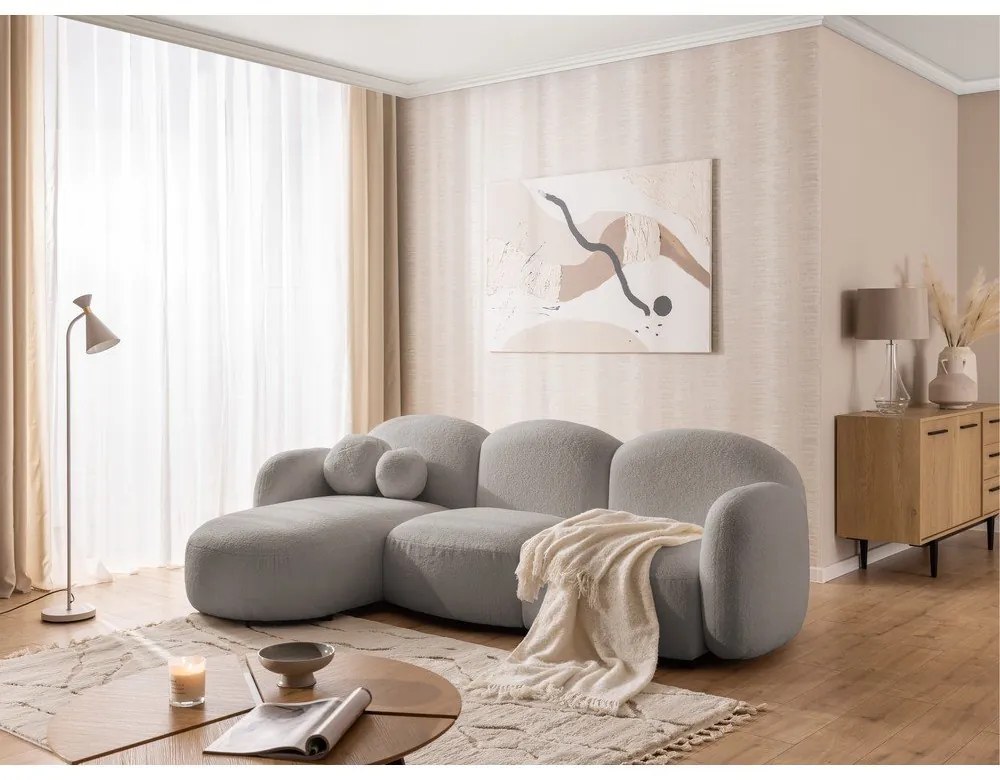 Сив ъглов диван от букле (ляв ъгъл) Orbit – Ropez