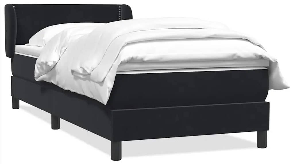 3317465 vidaXL Боксспринг легло с матрак, черно, 80x220 cm, кадифе