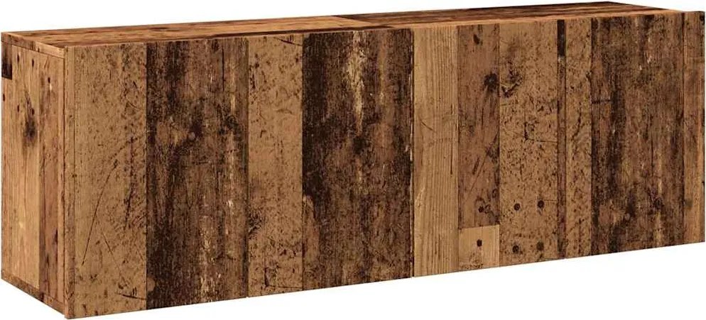857663 vidaXL ТВ шкафове за стенен монтаж, 2 бр, старо дърво, 60x30x41 см