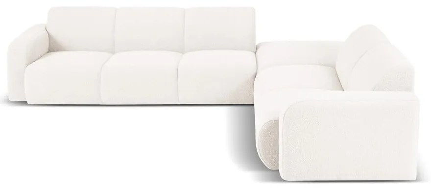 Бял ъглов диван от плат букле (десен ъгъл) Molino - Micadoni Home