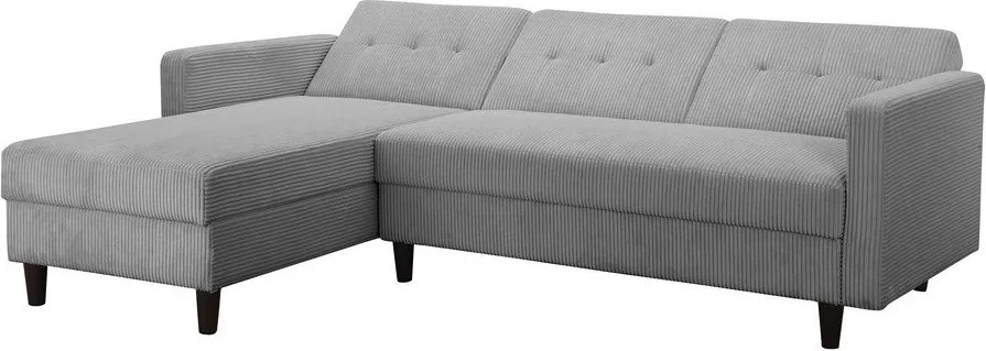 Светлосив сгъваем ъглов диван от рипсено кадифе Hartford – Støraa