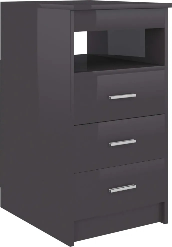 801813 vidaXL Шкаф с чекмеджета, сив гланц, 40x50x76 см, инженерна дървесина