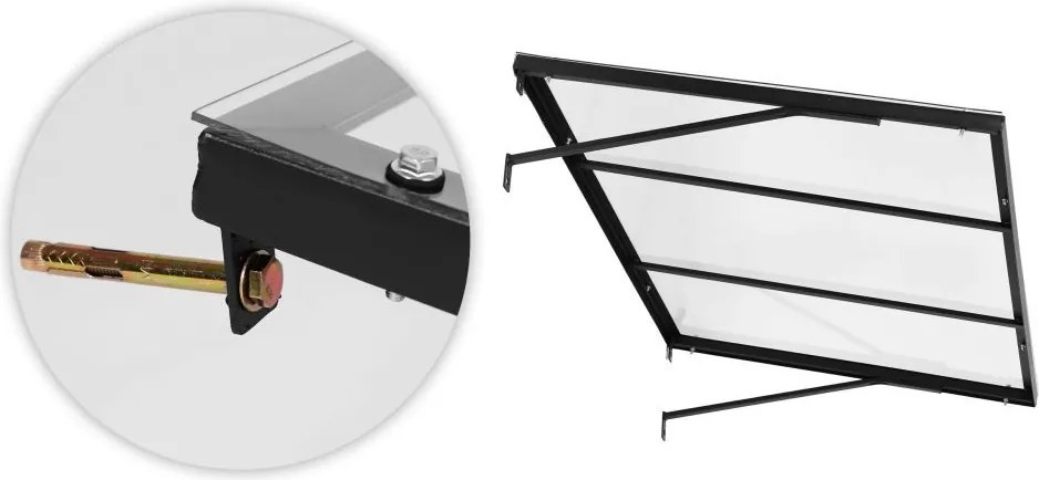 Входна поликарбонатна козирка над вратата със стоманена конструкция Ширина: 80 см | Дължина: 110 см