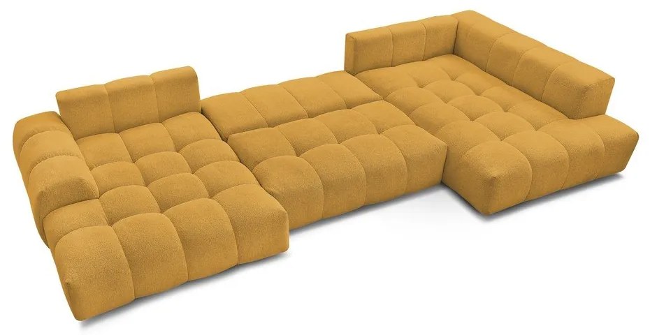 Шенилов сгъваем/с място за съхранение ъглов диван в цвят горчица (десен ъгъл/U форма) Everest – Bobochic Paris