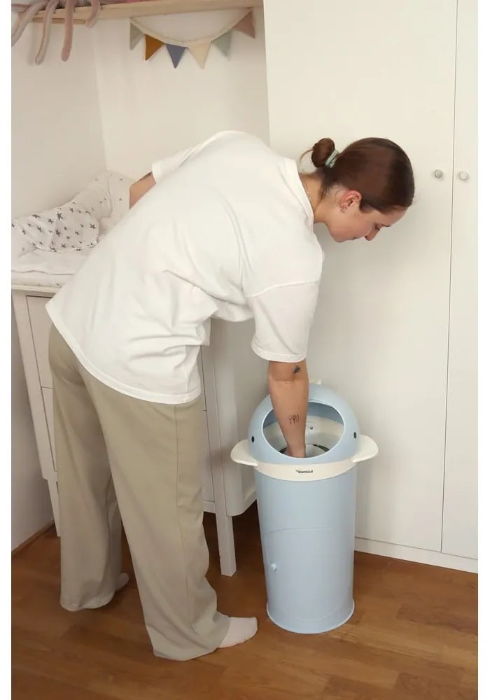 Светлосиньо пластмасово кошче за пелени 25 l Whale – Kindsgut