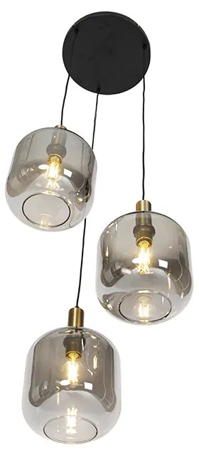 Интелигентна висяща лампа черна с опушено стъкло 3-светлина с Wifi A60 - Zuzanna