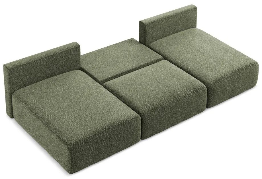 Зелен разтегателен ъглов диван с място за съхранение Kalena – Makamii