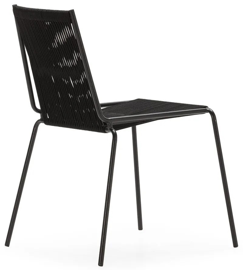 Черни метални трапезни столове в комплект за подреждане 2 бр. Emily – Marckeric