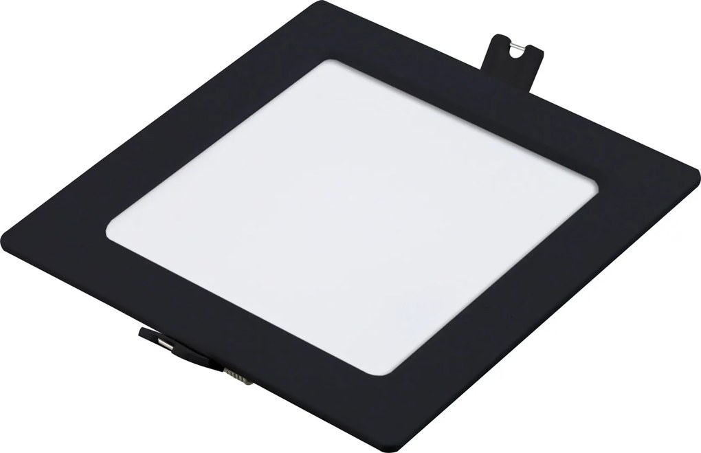 RABALUX Shaun2, indoor square recessed lamp, black plastic lamp with white plastic shade, 6W, with shade: 420lm, without shade:
