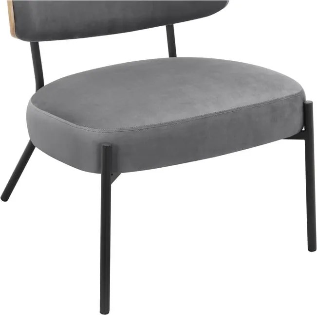 Сив кадифен фотьойл с табуретка Jerry – Støraa