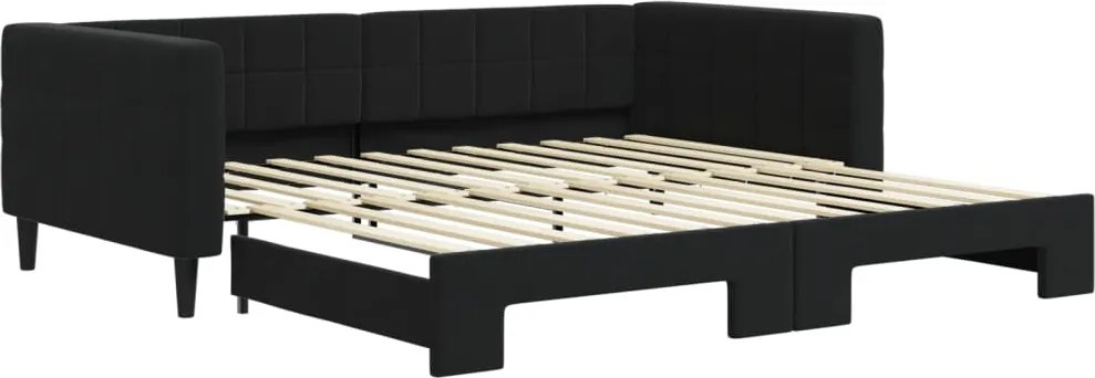 3196702 vidaXL Канапе с изтеглящо разтегателно легло черно 100x200 см кадифе