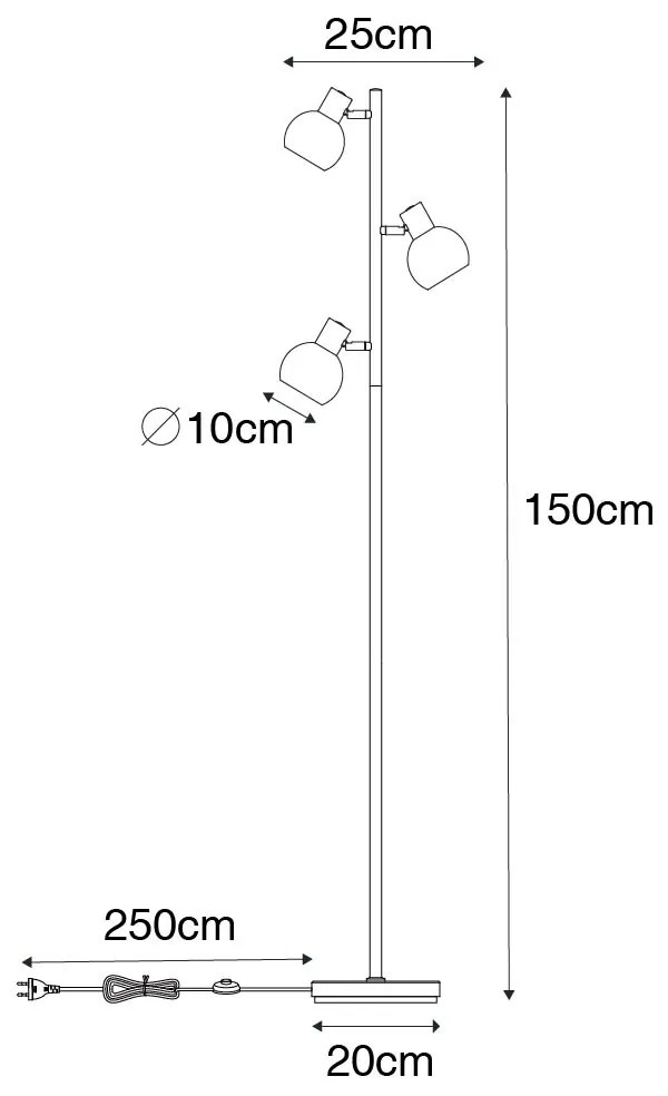 Интелигентна подова лампа черна с димно стъкло с 3 Wi-Fi P45 - Vidro