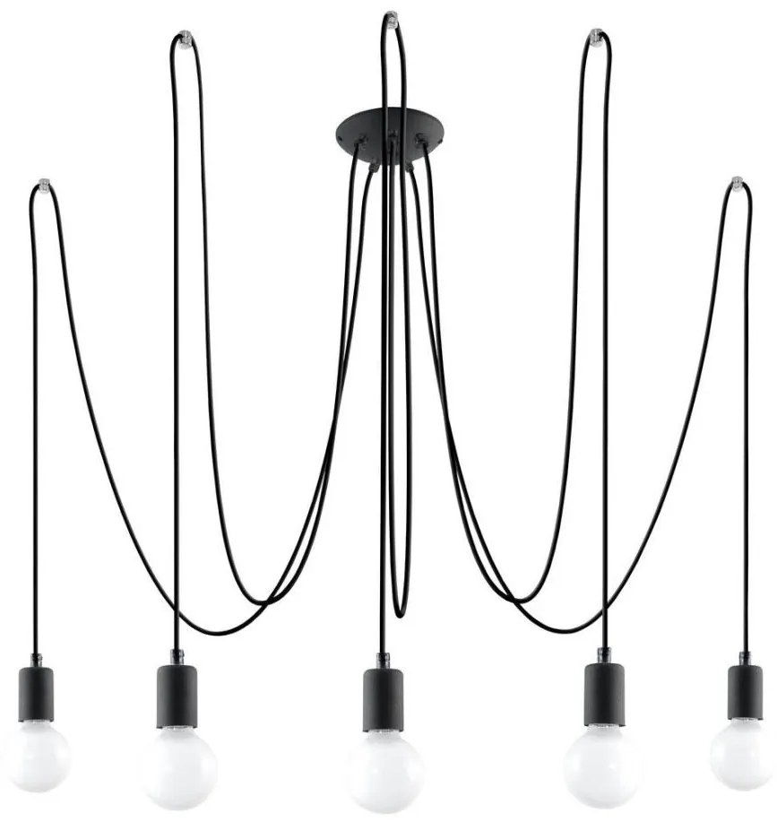 Sollux SL.0371 - Пендел EDISON 5 5xE27/60W/230V паяк черен