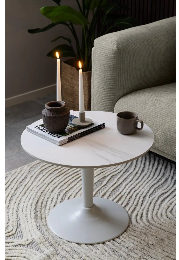 Бяла кръгла масичка за кафе с керамичен плот ø 60 cm Malta – Actona