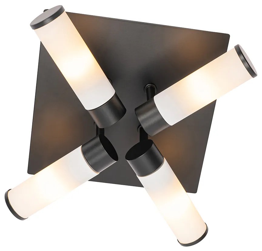 Модерна таванна лампа за баня черна 4-светлина IP44 - Bath