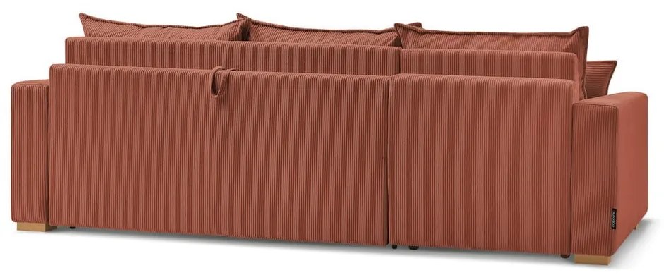 Разтегателен ъглов диван от рипсено кадифе в тухлен цвят (променлив) Augustin – Bobochic Paris