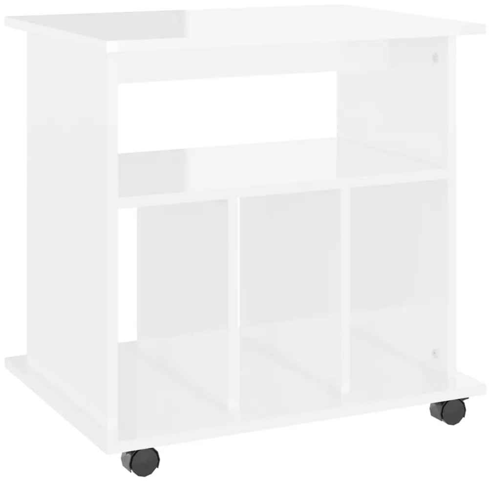 808482 vidaXL Подвижен шкаф, бял гланц, 60x45x60 см, инженерно дърво
