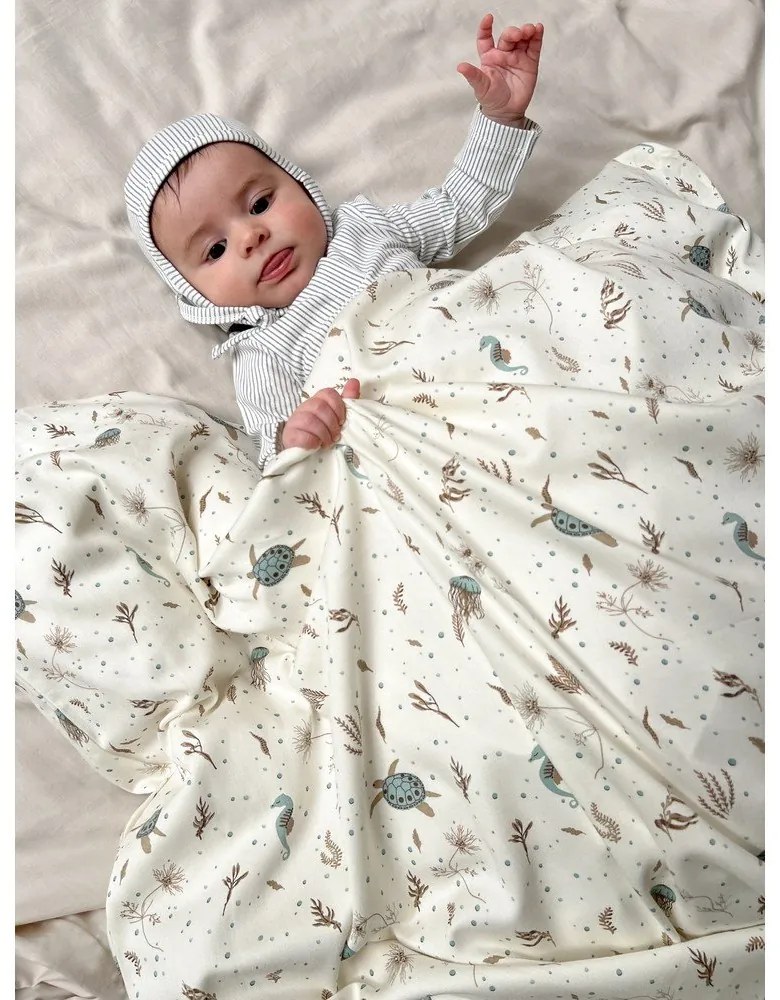 Светложълто детско спално бельо от органичен памук 70x100 cm Sea Garden – Cam Cam Copenhagen