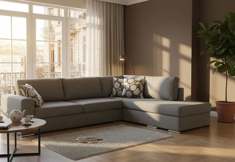 Ъгъл диван Must-Left-275φ 210β cm.-Light gray