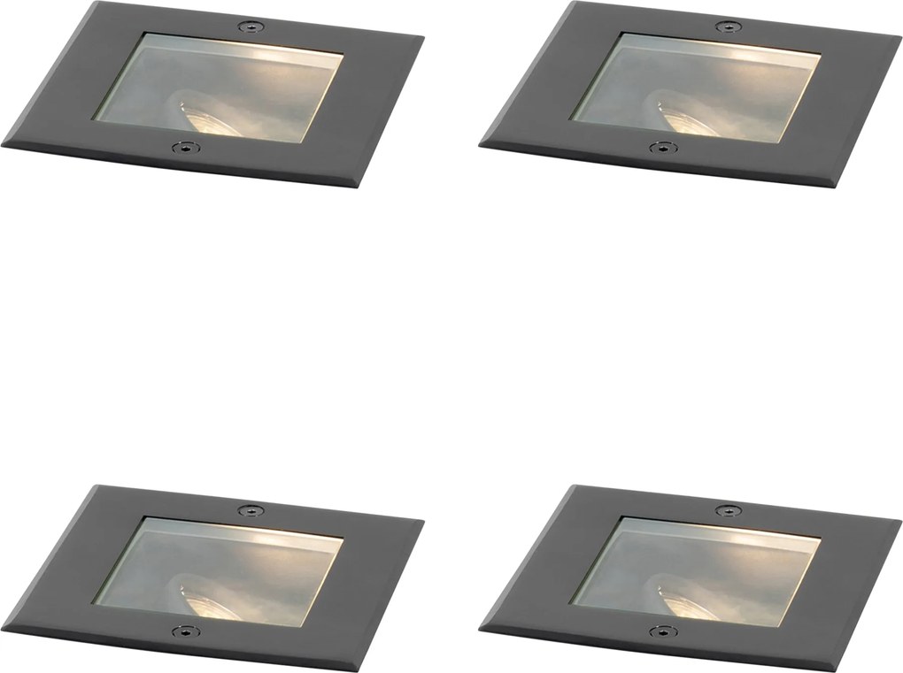 Комплект от 4 модерни наземни прожектора черни регулируеми IP65 - Oneon