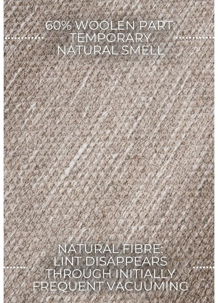 Бежов ръчно изработен килим със смес от вълна 80x150 cm Pradesh Linen White – Elle Decoration