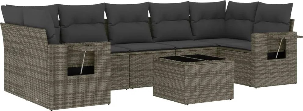 3252277 vidaXL Градински комплект диван с възглавници 8 части сив полиратан