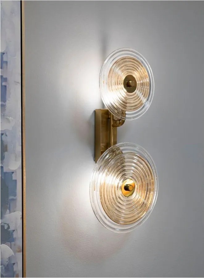 Стъклена стенна лампа в златист цвят Venice – Mauro Ferretti