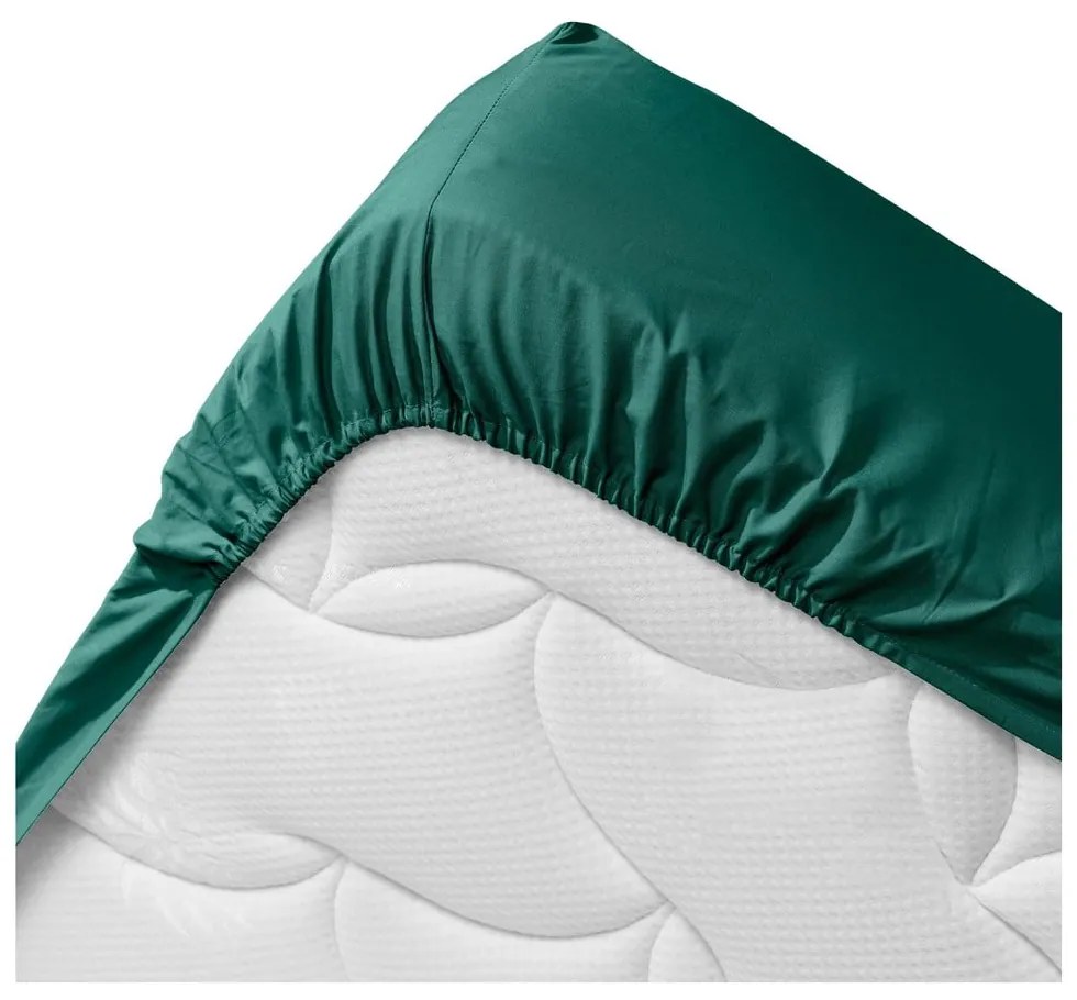 Зелен еластичен чаршаф от органичен памук 180x200 cm Biolina – douceur d'intérieur