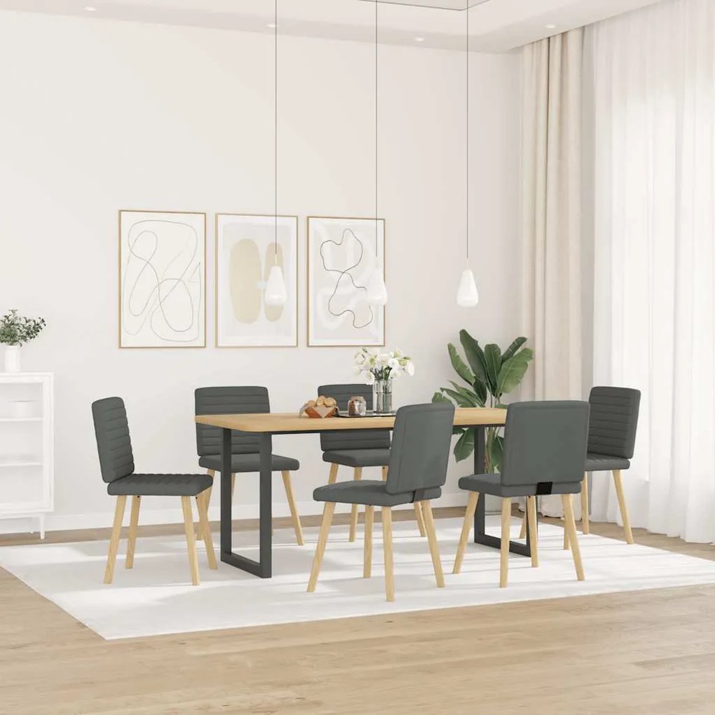 3315545 vidaXL Трапезни столове, 6 бр, тъмносиви, текстил