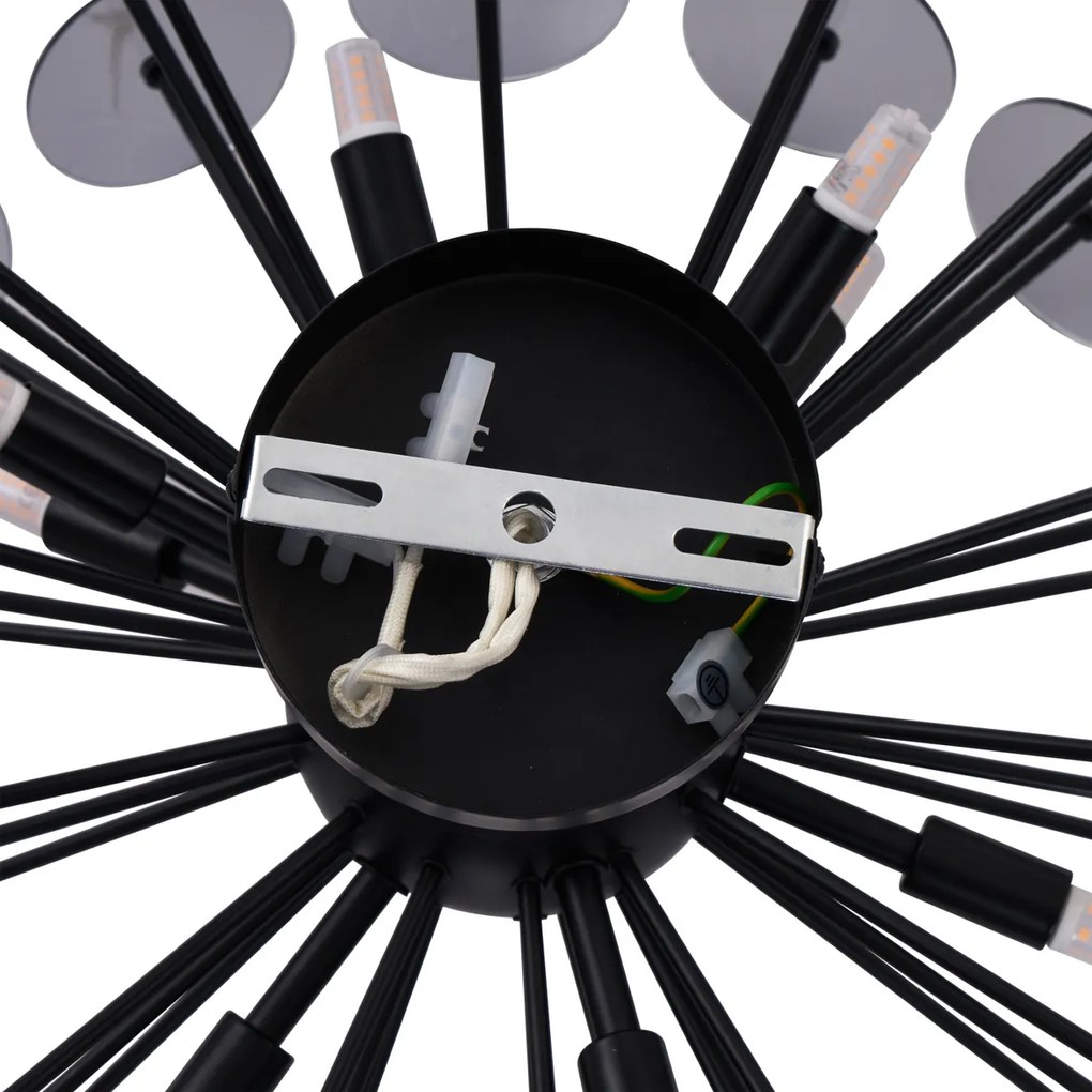 Таванно осветление в стил Арт Деко черно с опушено стъкло - Atomic