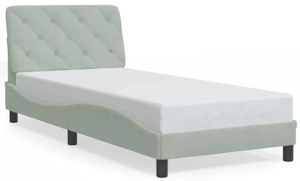 3207893 vidaXL Рамка за легло без матрак, светлосива, 90x190 см, кадифе