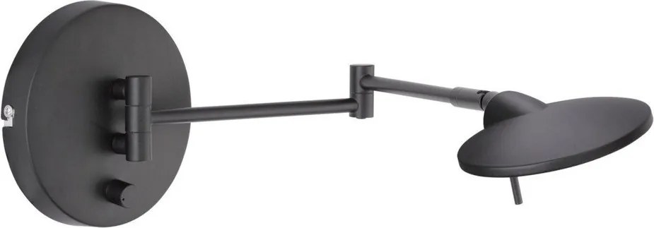 Матово черно LED стенна лампа с огъваща се структура/затъмняваща се Kazan – Trio