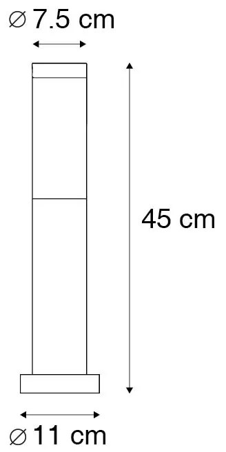Външен стълб за лампа антрацит 45 см IP44 - Rox със заземен шип и кабелна втулка