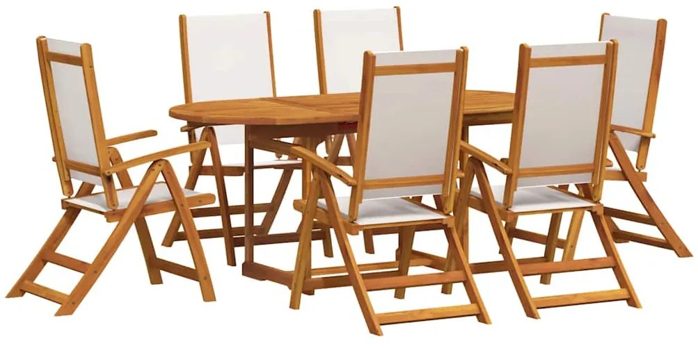 3279295 vidaXL Градински трапезен комплект, 7 части, акация масив и textilene