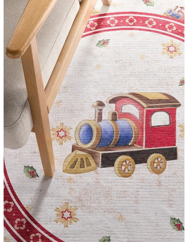 Червен кръгъл килим с коледен мотив ø 160 cm Toy's Delight Train – Villeroy&amp;Boch