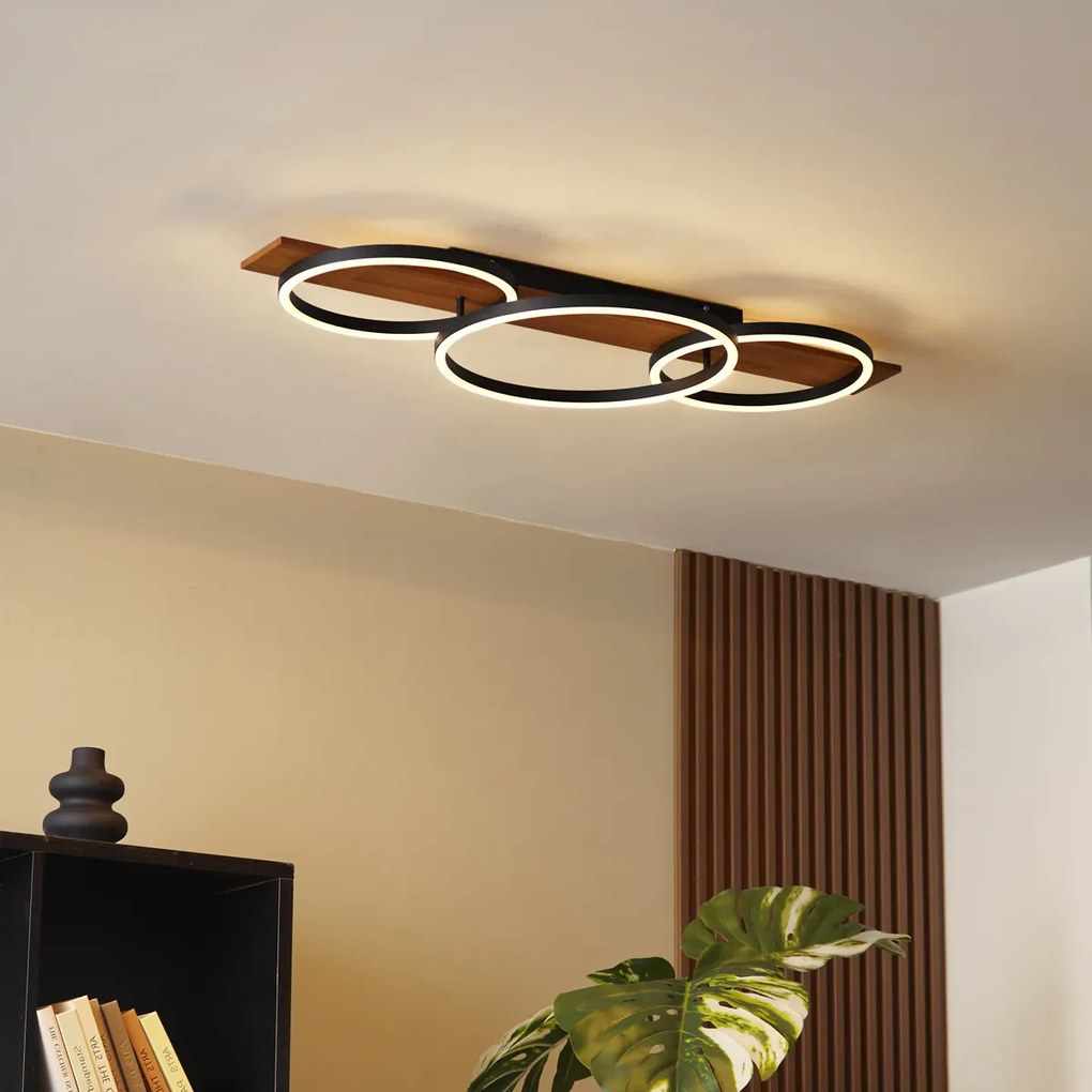 Дизайнерска таванна лампа черна кръгла вкл. LED 3-степенно димируема - Nimue