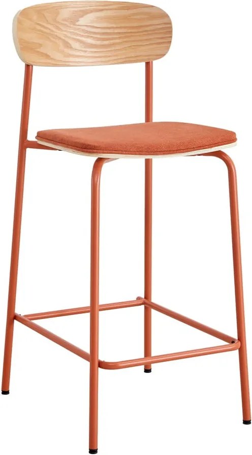 Бар столове в комплект от 2 броя в червен и естествен цвят (височина на седалката 66 см) Adriana - Marckeric