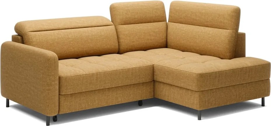 Жълт кадифен разтегателен ъглов диван с място за съхранение (десен ъгъл L форма) Barea – ELTAP