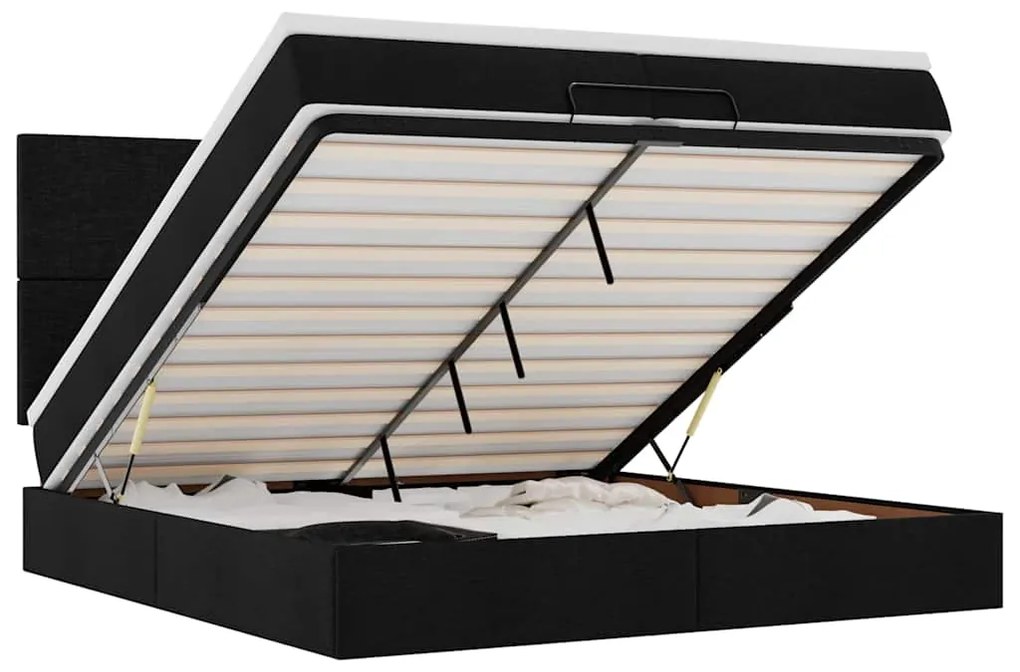 3313950 vidaXL Османска легло с матрак и LED, черно, 200x200 см, плат