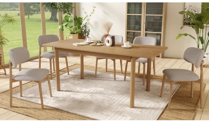 АЛДО Бежово лате (тъкан Монза 60)/рамка лакиран дъб - ДЪРВЕН СТОЛ БУКЛЕ ЗА ДНЕВНА, ТРАПЕЗАРИЯ, КУХНЯ РЕТРО