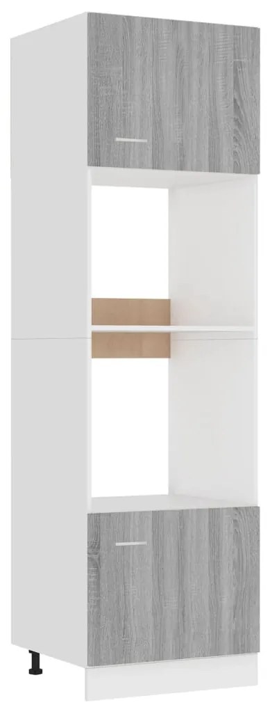 815604 vidaXL Шкаф за микровълнова фурна "Lyon", сив, сонома, 60x57x207 см, инженерно дърво