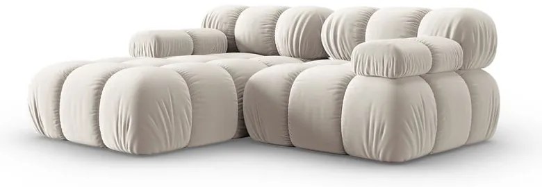 Бежов кадифен модулен ъглов диван (ляв ъгъл) Bellis – Micadoni