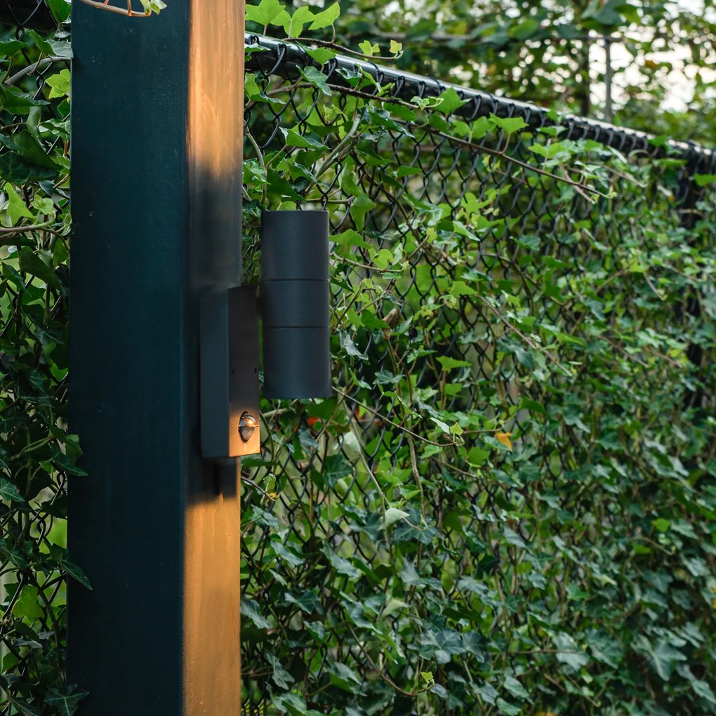 Външна стенна лампа антрацит с датчик за движение 2-светлина IP44 - Duo