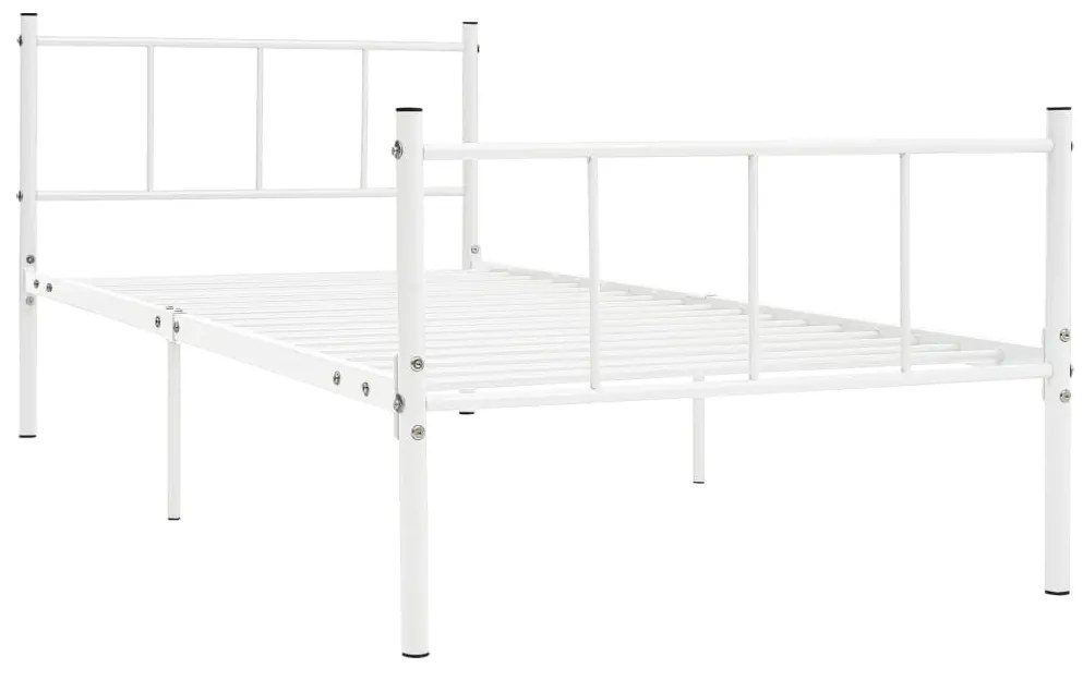 284629 vidaXL Рамка за легло, бяла, метал, 90x200 см