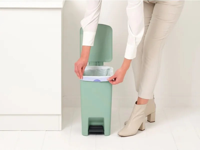 Кош за боклук с педал Brabantia StepUp 1008481, 16 л, Екологични материали, Голям отвор, Светлозелен