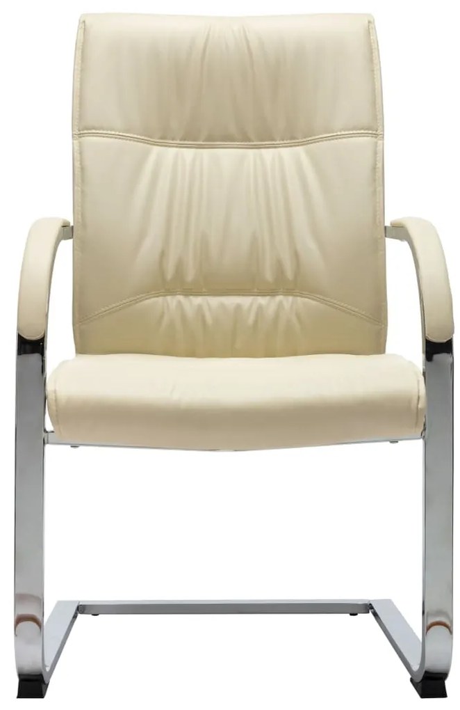 289344 vidaXL Конзолен офис стол, кремав, изкуствена кожа