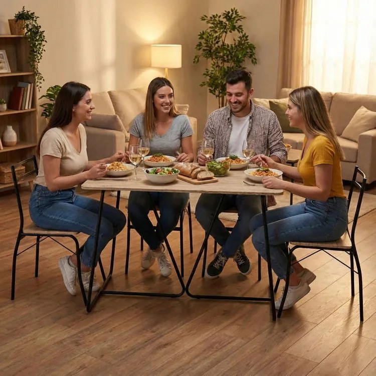 Трапезен комплект - маса + 4 стола PARIS Тъмно кафяво