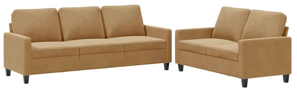 3201523 vidaXL Комплект дивани от 2 части с възглавници, кафяв, кадифе