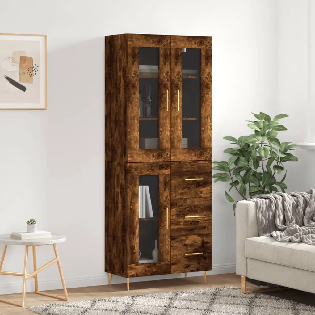 Sonata H Висок шкаф, опушен дъб, 69,5x34x180 см, инженерно дърво