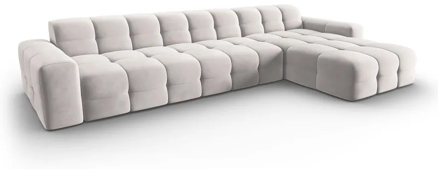 Ъглов диван от светлосиво кадифе (десен ъгъл) Kendal - Micadoni Home